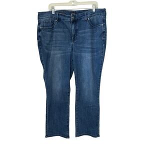 NYDJ‎ Marilyn Straight Jeans Plus Size 18WP Dark Blue Lift Tuck Technology Denim